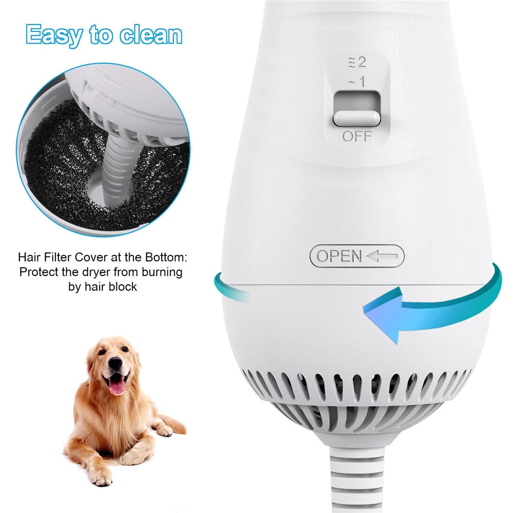 2-in-1 Portable Dog Hair Dryer & Grooming Brush