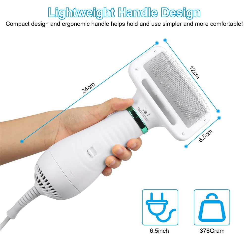 2-in-1 Portable Dog Hair Dryer & Grooming Brush