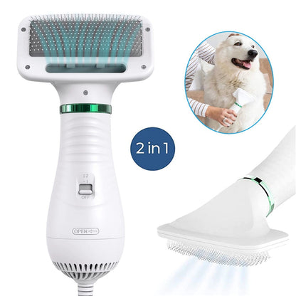 2-in-1 Portable Dog Hair Dryer & Grooming Brush