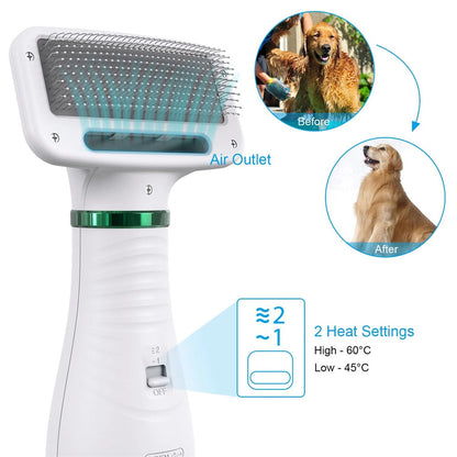 2-in-1 Portable Dog Hair Dryer & Grooming Brush