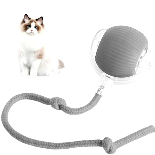 Self-rolling interactive cat toy ball in grey — automatic smart pet toy for indoor cats